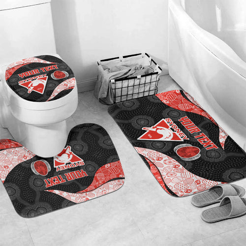 Personalized Sydney Football Bathroom Set Easter Egg Pattern Red White Tribal Dot Art Style