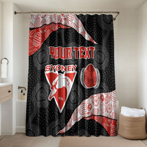 Personalized Sydney Football Bathroom Set Easter Egg Pattern Red White Tribal Dot Art Style