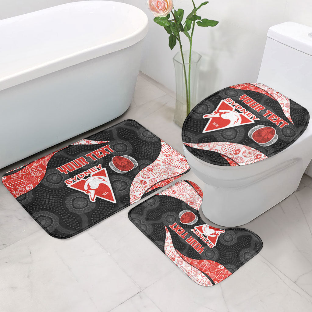 Personalized Sydney Football Bathroom Set Easter Egg Pattern Red White Tribal Dot Art Style