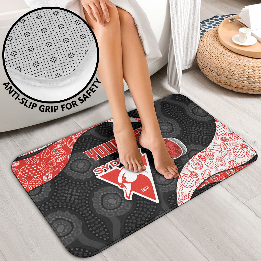 Personalized Sydney Football Bathroom Set Easter Egg Pattern Red White Tribal Dot Art Style