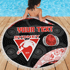 Personalized Sydney Football Beach Blanket Easter Egg Pattern Red White Tribal Dot Art Style