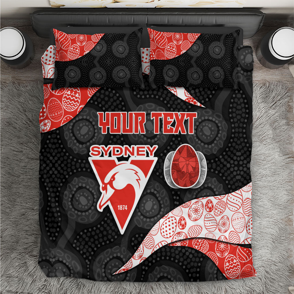 Personalized Sydney Football Bedding Set Easter Egg Pattern Red White Tribal Dot Art Style