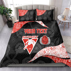 Personalized Sydney Football Bedding Set Easter Egg Pattern Red White Tribal Dot Art Style