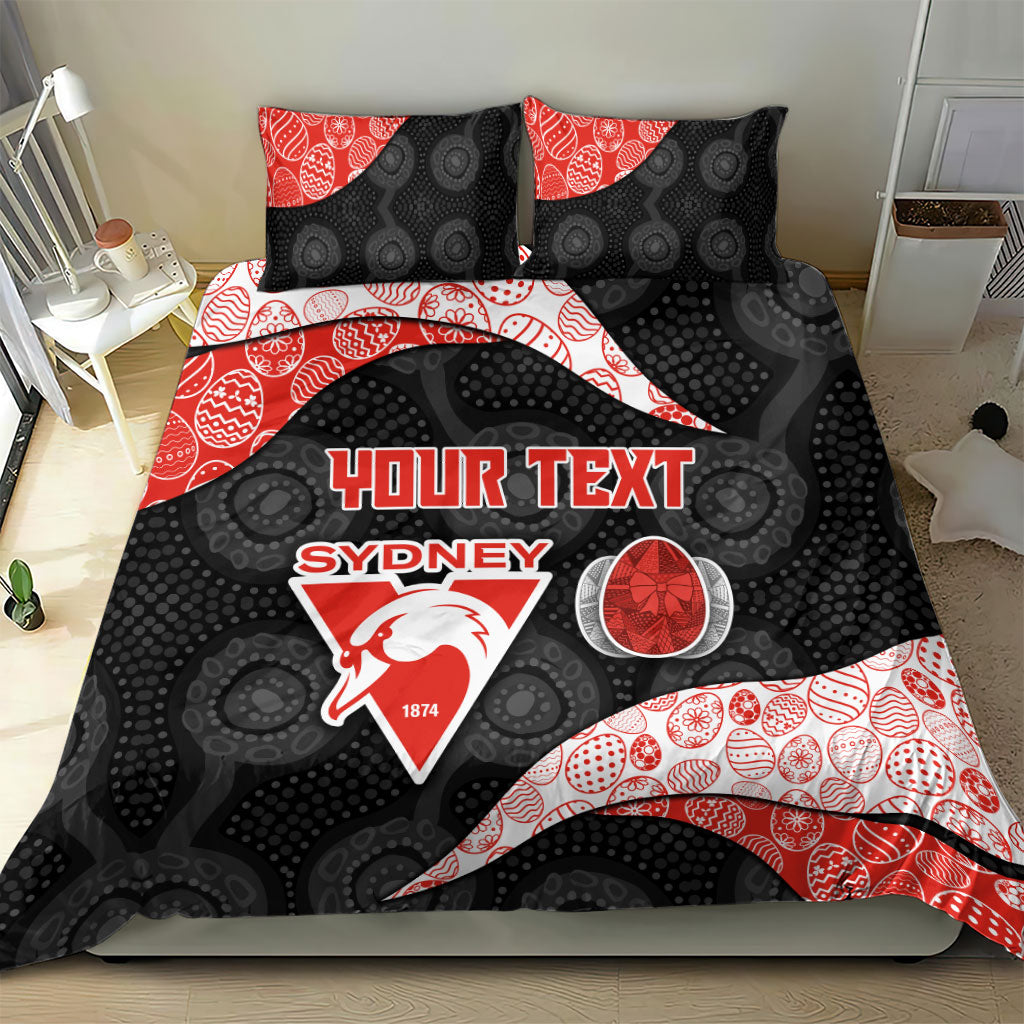 Personalized Sydney Football Bedding Set Easter Egg Pattern Red White Tribal Dot Art Style