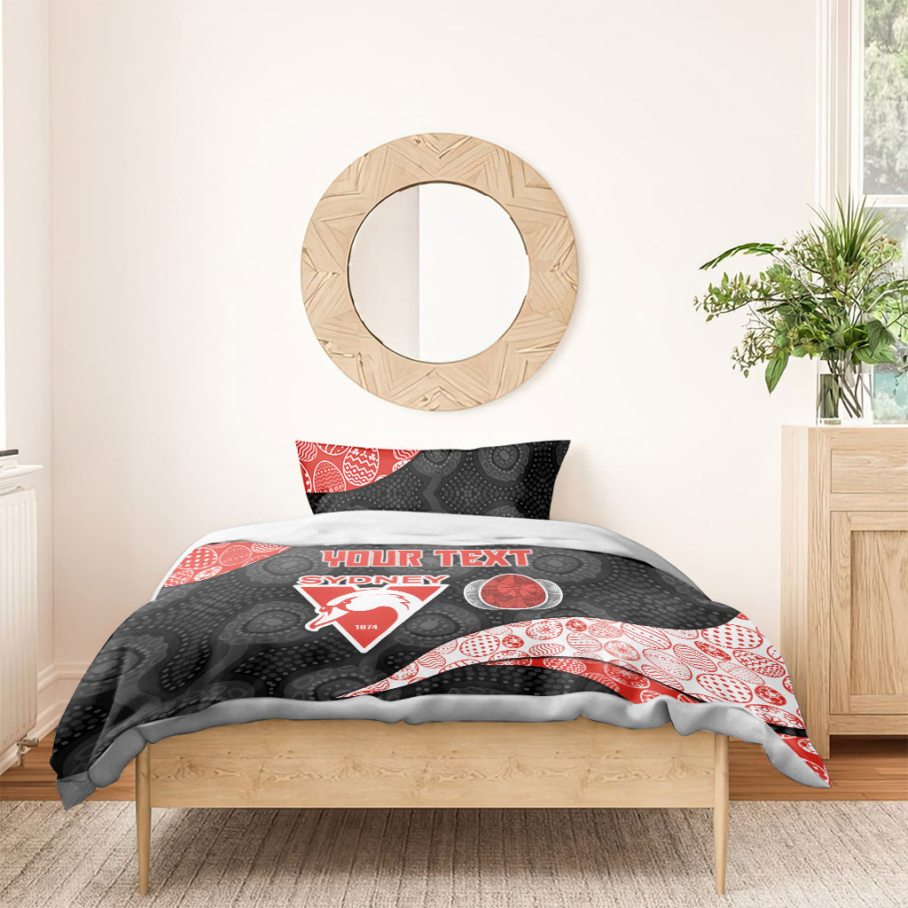 Personalized Sydney Football Bedding Set Easter Egg Pattern Red White Tribal Dot Art Style