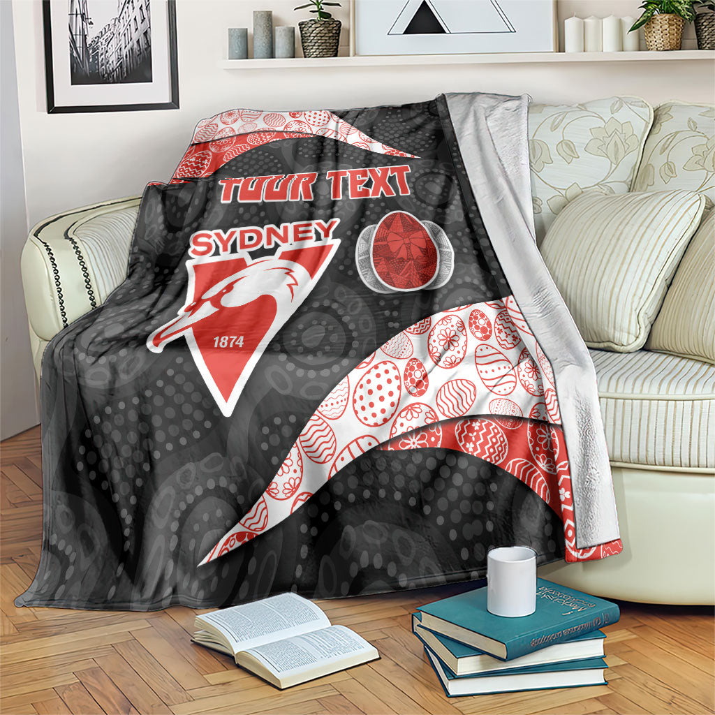 Personalized Sydney Football Blanket Easter Egg Pattern Red White Tribal Dot Art Style