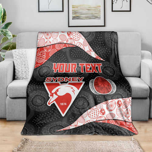 Personalized Sydney Football Blanket Easter Egg Pattern Red White Tribal Dot Art Style