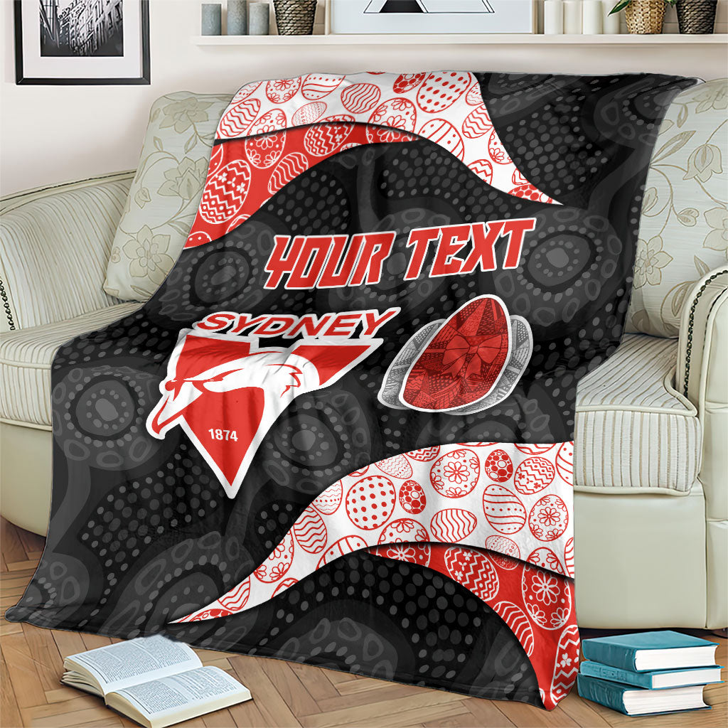 Personalized Sydney Football Blanket Easter Egg Pattern Red White Tribal Dot Art Style