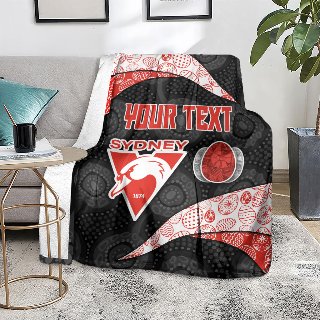 Personalized Sydney Football Blanket Easter Egg Pattern Red White Tribal Dot Art Style