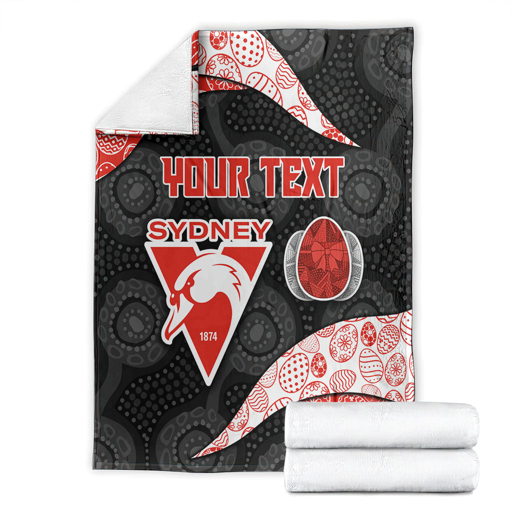 Personalized Sydney Football Blanket Easter Egg Pattern Red White Tribal Dot Art Style