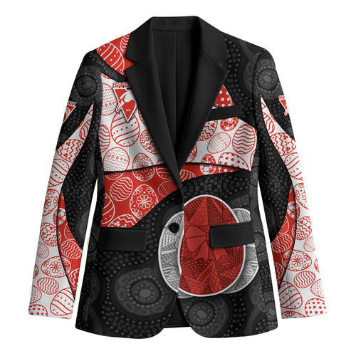 Personalized Sydney Football Blazer Easter Egg Pattern Red White Tribal Dot Art Style
