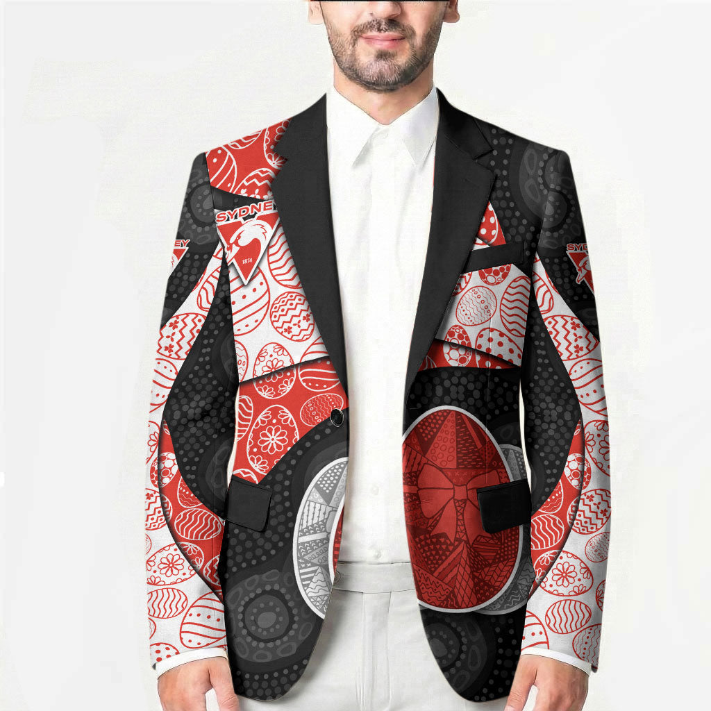 Personalized Sydney Football Blazer Easter Egg Pattern Red White Tribal Dot Art Style