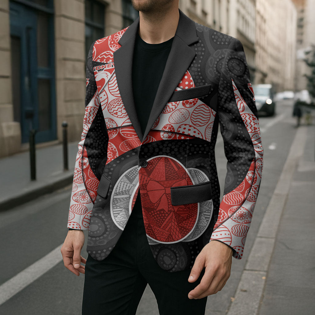 Personalized Sydney Football Blazer Easter Egg Pattern Red White Tribal Dot Art Style