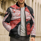 Personalized Sydney Football Bomber Puffer Jacket Easter Egg Pattern Red White Tribal Dot Art Style