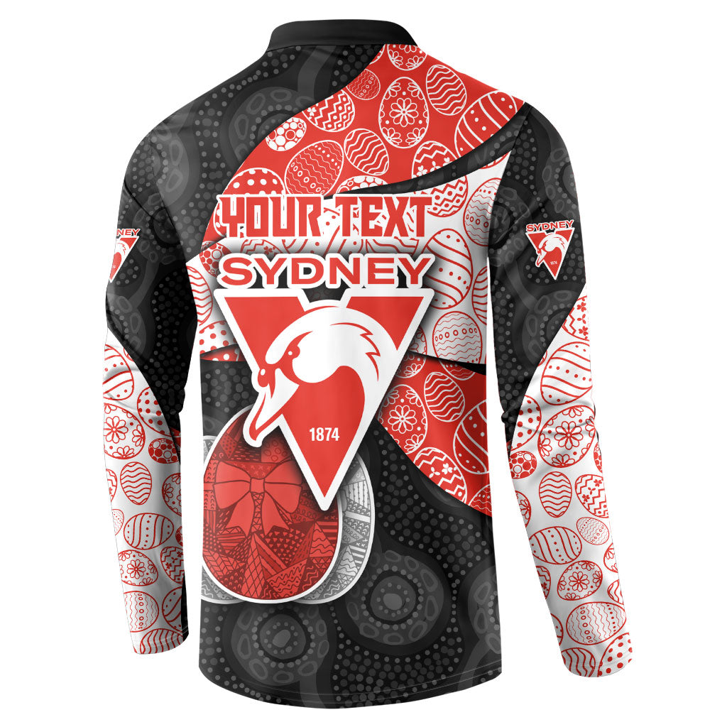Personalized Sydney Football Button Sweatshirt Easter Egg Pattern Red White Tribal Dot Art Style