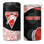 Personalized Sydney Football 4 in 1 Can Cooler Tumbler Easter Egg Pattern Red White Tribal Dot Art Style