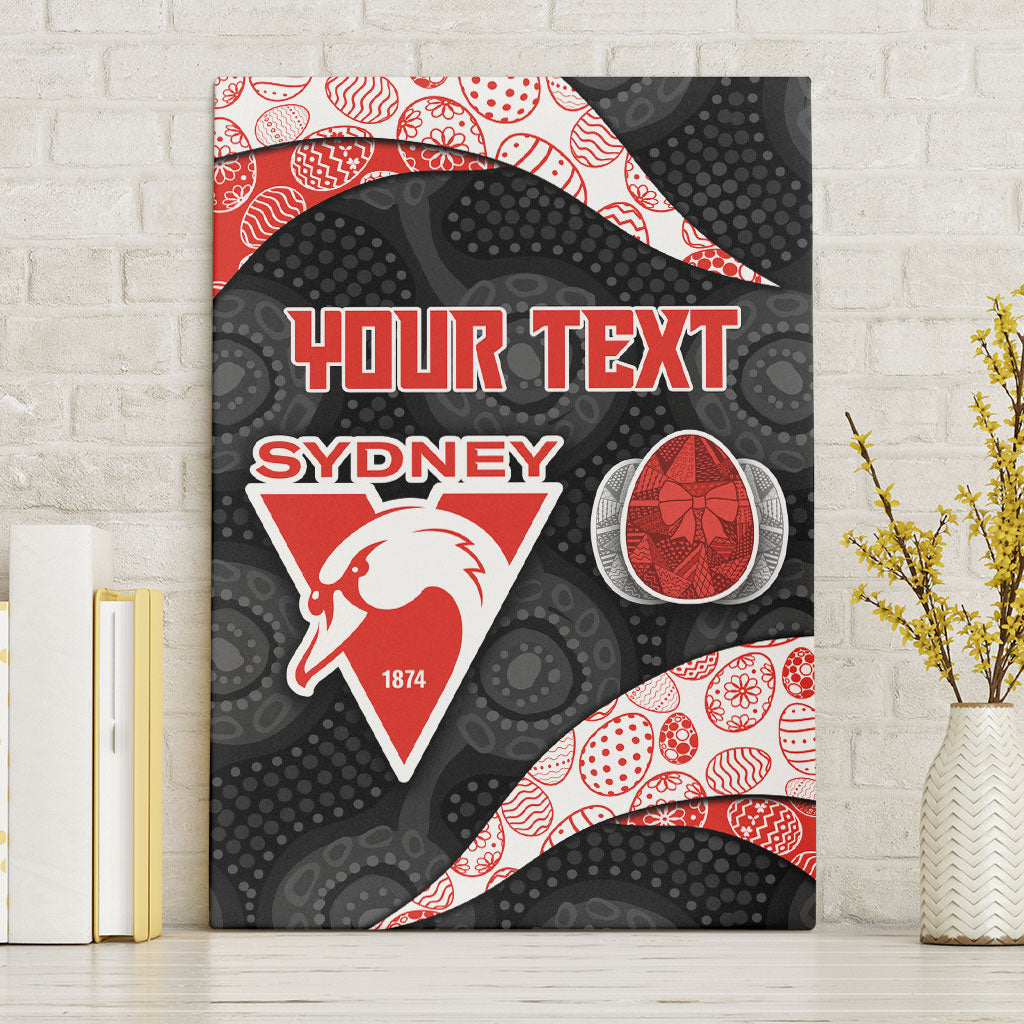 Personalized Sydney Football Canvas Wall Art Easter Egg Pattern Red White Tribal Dot Art Style