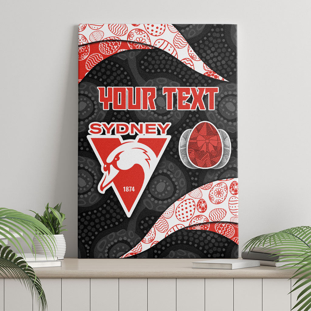Personalized Sydney Football Canvas Wall Art Easter Egg Pattern Red White Tribal Dot Art Style