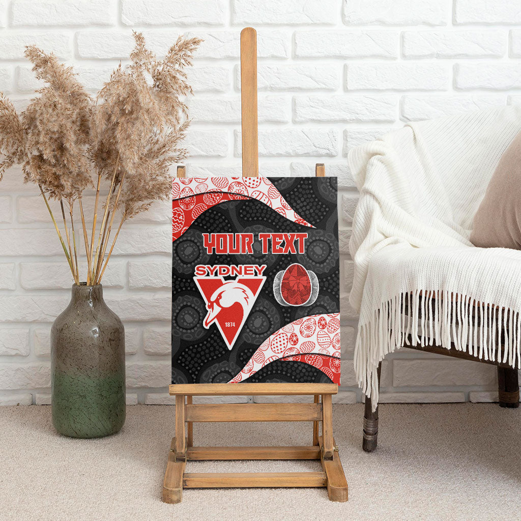 Personalized Sydney Football Canvas Wall Art Easter Egg Pattern Red White Tribal Dot Art Style