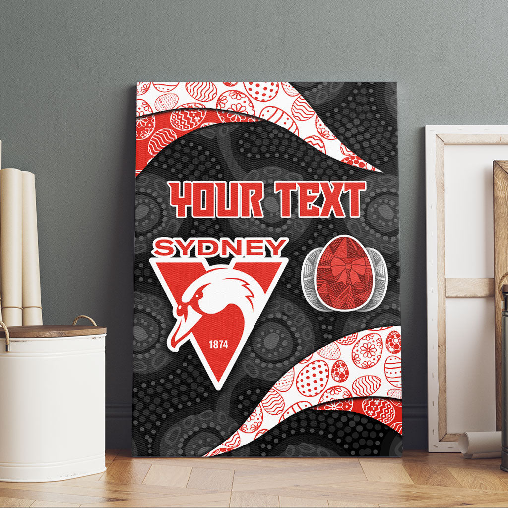Personalized Sydney Football Canvas Wall Art Easter Egg Pattern Red White Tribal Dot Art Style