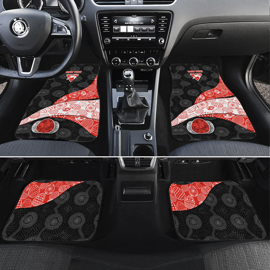 Personalized Sydney Football Car Mats Easter Egg Pattern Red White Tribal Dot Art Style
