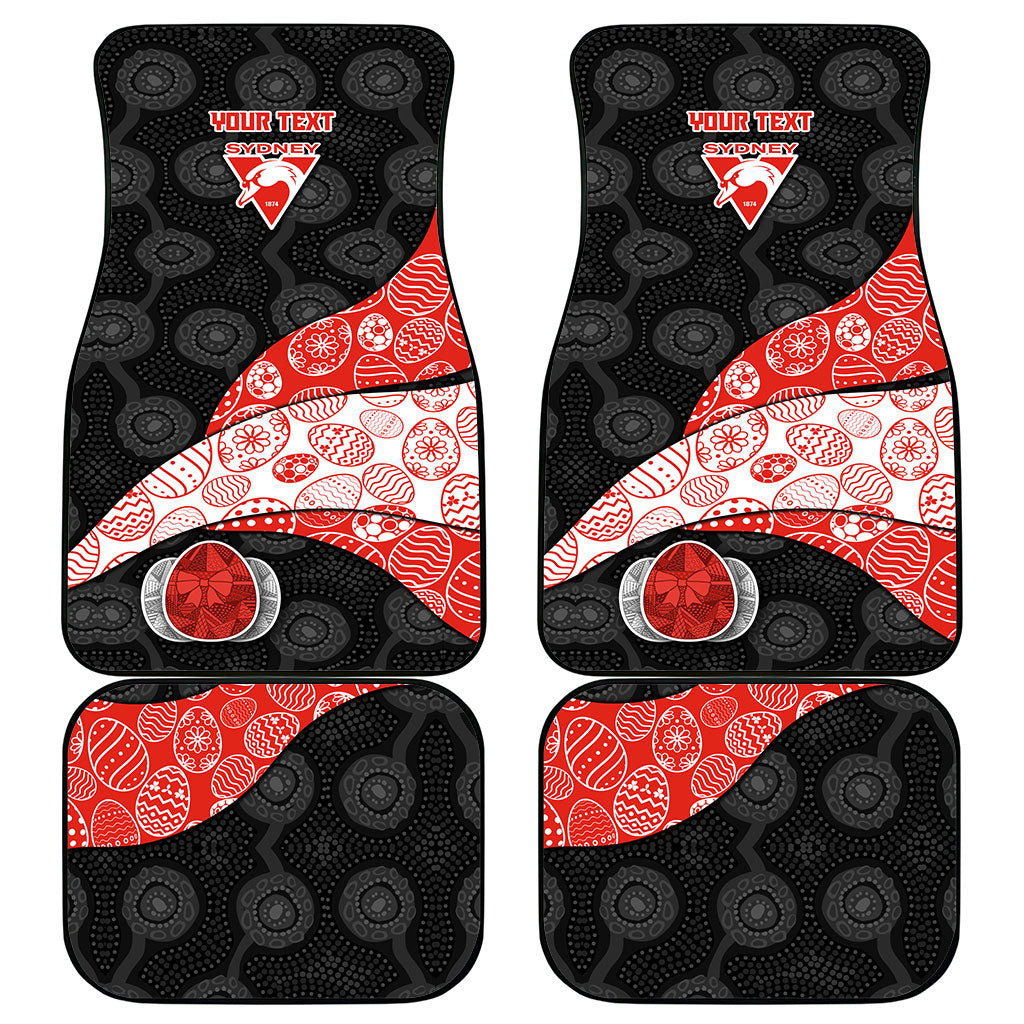 Personalized Sydney Football Car Mats Easter Egg Pattern Red White Tribal Dot Art Style