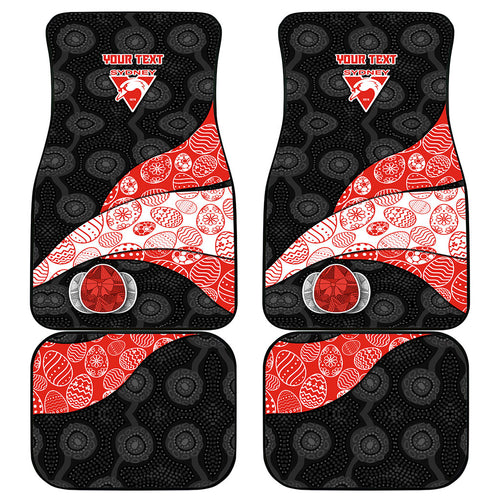 Personalized Sydney Football Car Mats Easter Egg Pattern Red White Tribal Dot Art Style