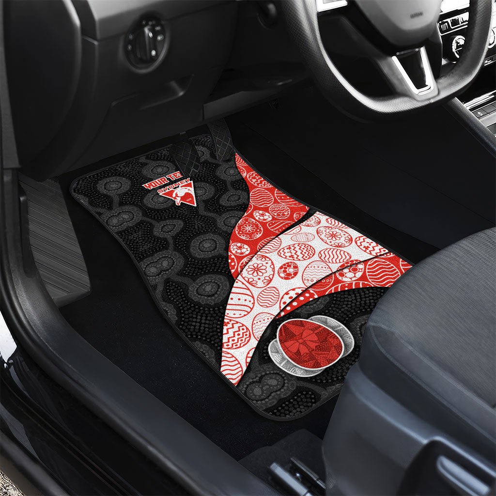 Personalized Sydney Football Car Mats Easter Egg Pattern Red White Tribal Dot Art Style