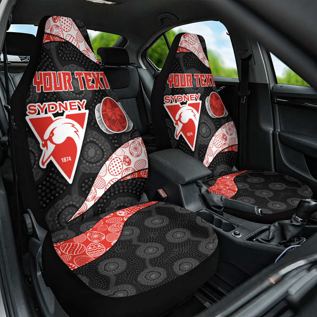 Personalized Sydney Football Car Seat Cover Easter Egg Pattern Red White Tribal Dot Art Style