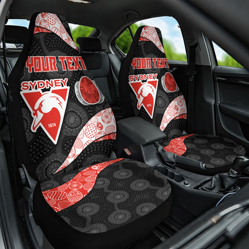 Personalized Sydney Football Car Seat Cover Easter Egg Pattern Red White Tribal Dot Art Style
