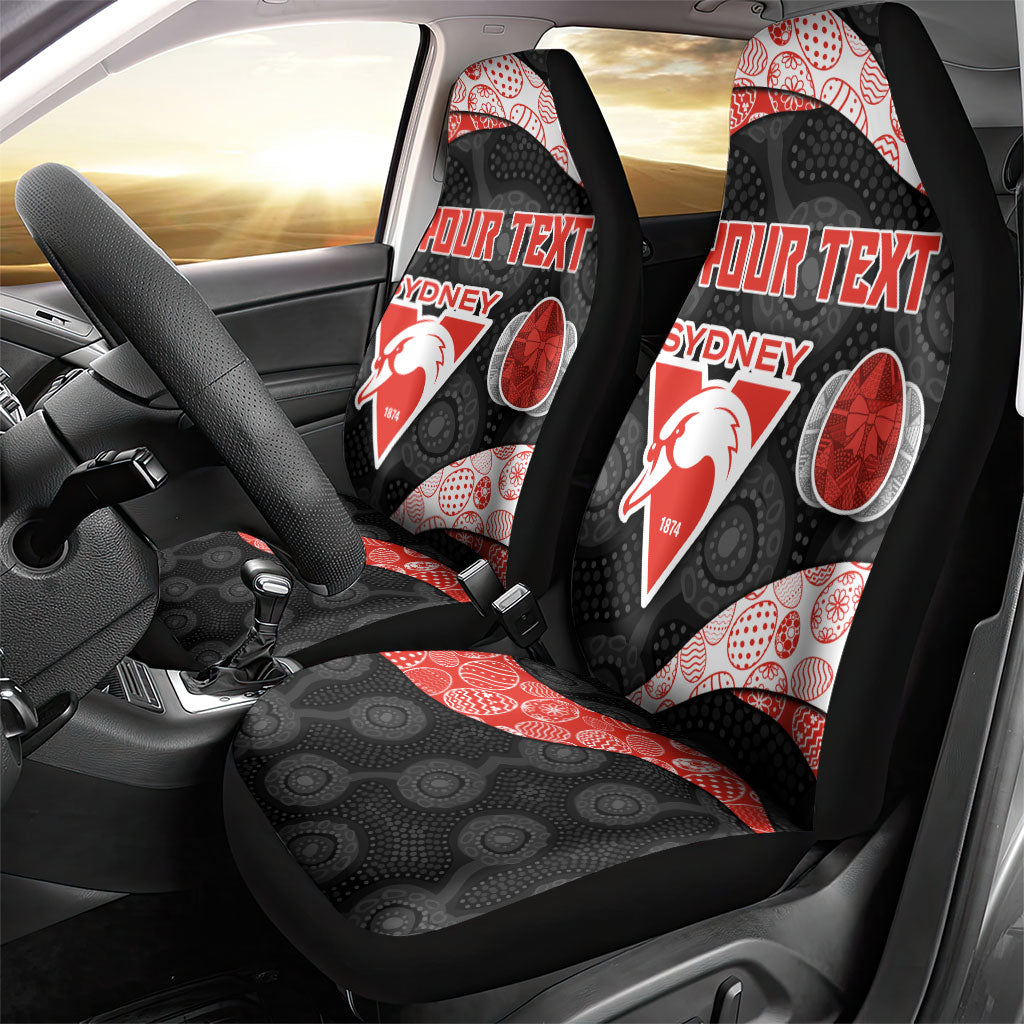 Personalized Sydney Football Car Seat Cover Easter Egg Pattern Red White Tribal Dot Art Style