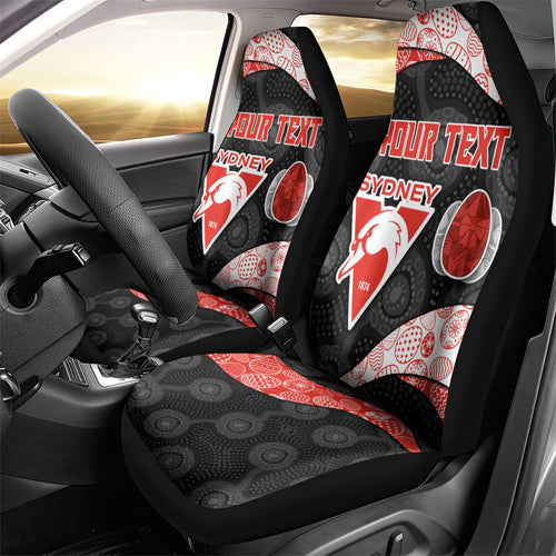 Personalized Sydney Football Car Seat Cover Easter Egg Pattern Red White Tribal Dot Art Style