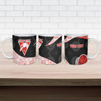 Personalized Sydney Football Ceramic Mug Easter Egg Pattern Red White Tribal Dot Art Style