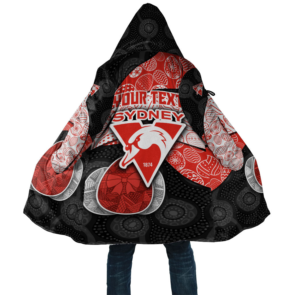 Personalized Sydney Football Cloak Easter Egg Pattern Red White Tribal Dot Art Style