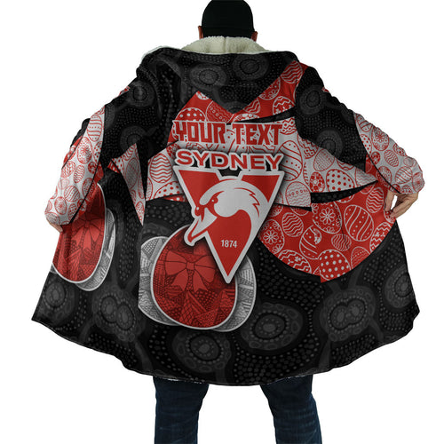 Personalized Sydney Football Cloak Easter Egg Pattern Red White Tribal Dot Art Style