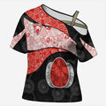 Personalized Sydney Football Cross Shoulder Shirt Easter Egg Pattern Red White Tribal Dot Art Style