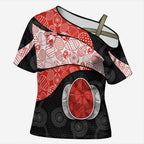 Personalized Sydney Football Cross Shoulder Shirt Easter Egg Pattern Red White Tribal Dot Art Style