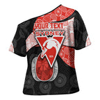 Personalized Sydney Football Cross Shoulder Shirt Easter Egg Pattern Red White Tribal Dot Art Style
