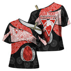 Personalized Sydney Football Cross Shoulder Shirt Easter Egg Pattern Red White Tribal Dot Art Style