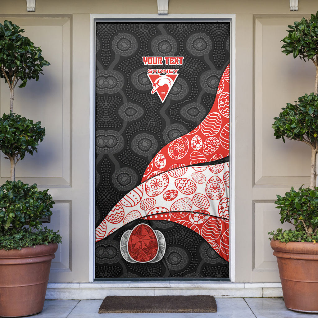 Personalized Sydney Football Door Cover Easter Egg Pattern Red White Tribal Dot Art Style