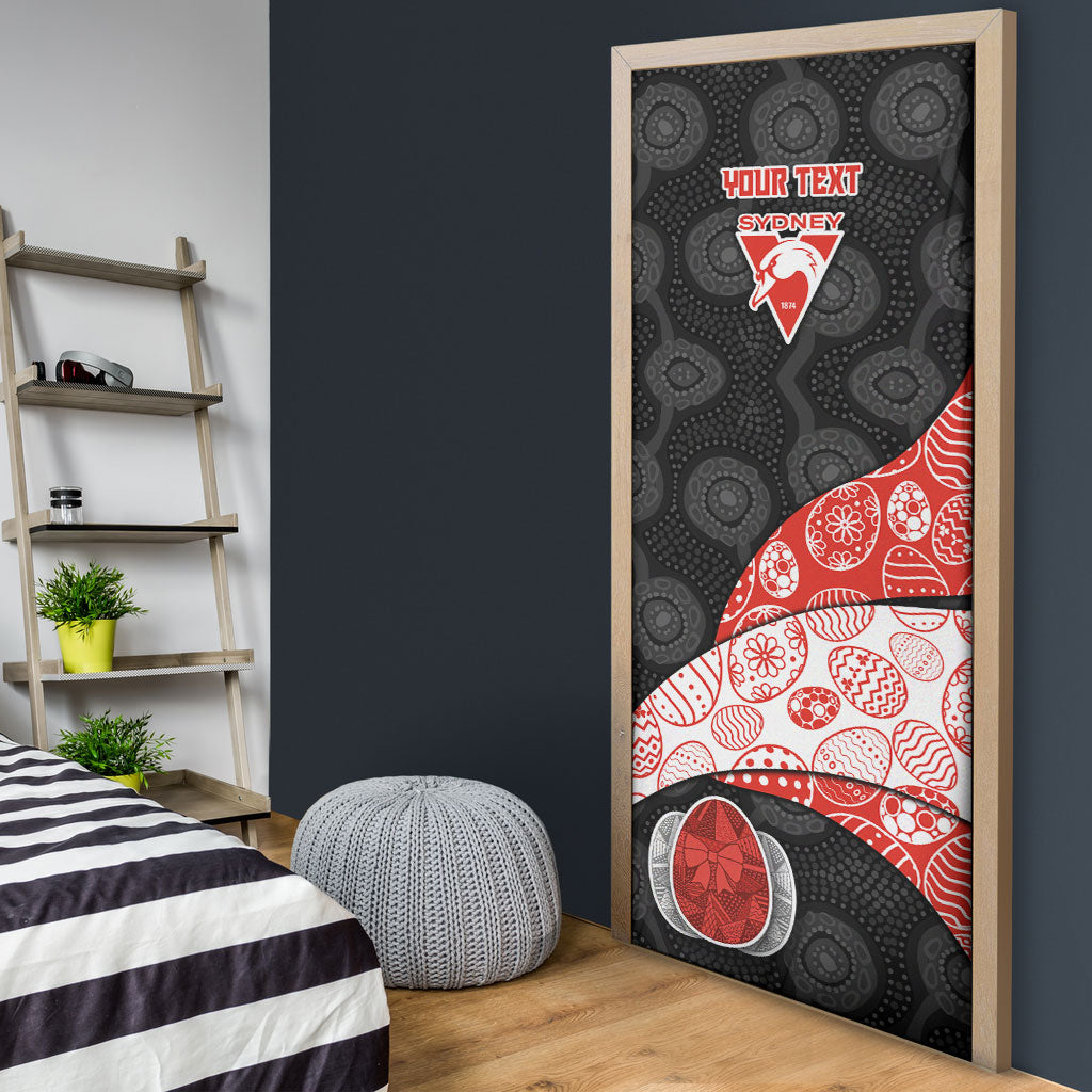 Personalized Sydney Football Door Cover Easter Egg Pattern Red White Tribal Dot Art Style