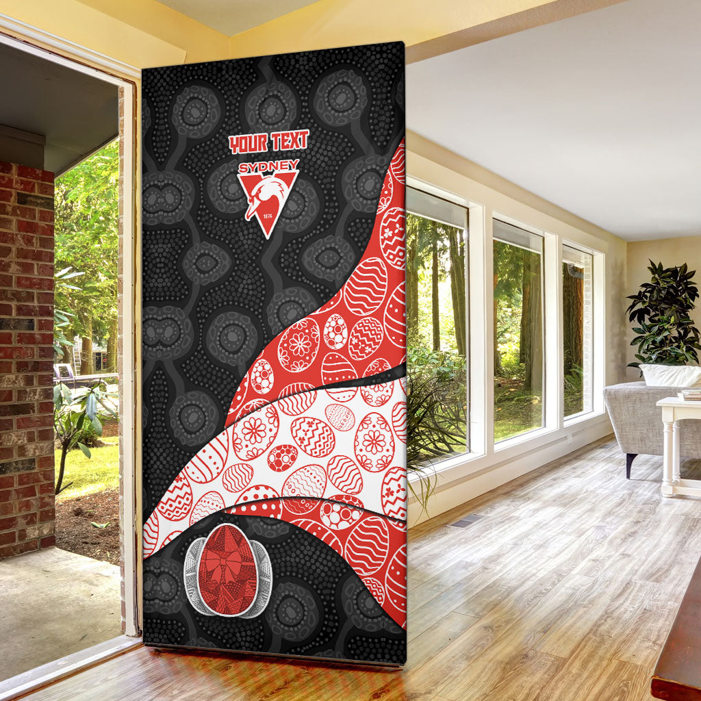 Personalized Sydney Football Door Cover Easter Egg Pattern Red White Tribal Dot Art Style