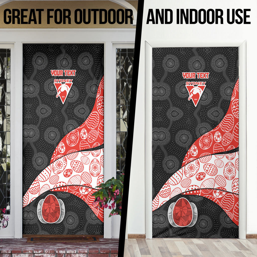 Personalized Sydney Football Door Cover Easter Egg Pattern Red White Tribal Dot Art Style