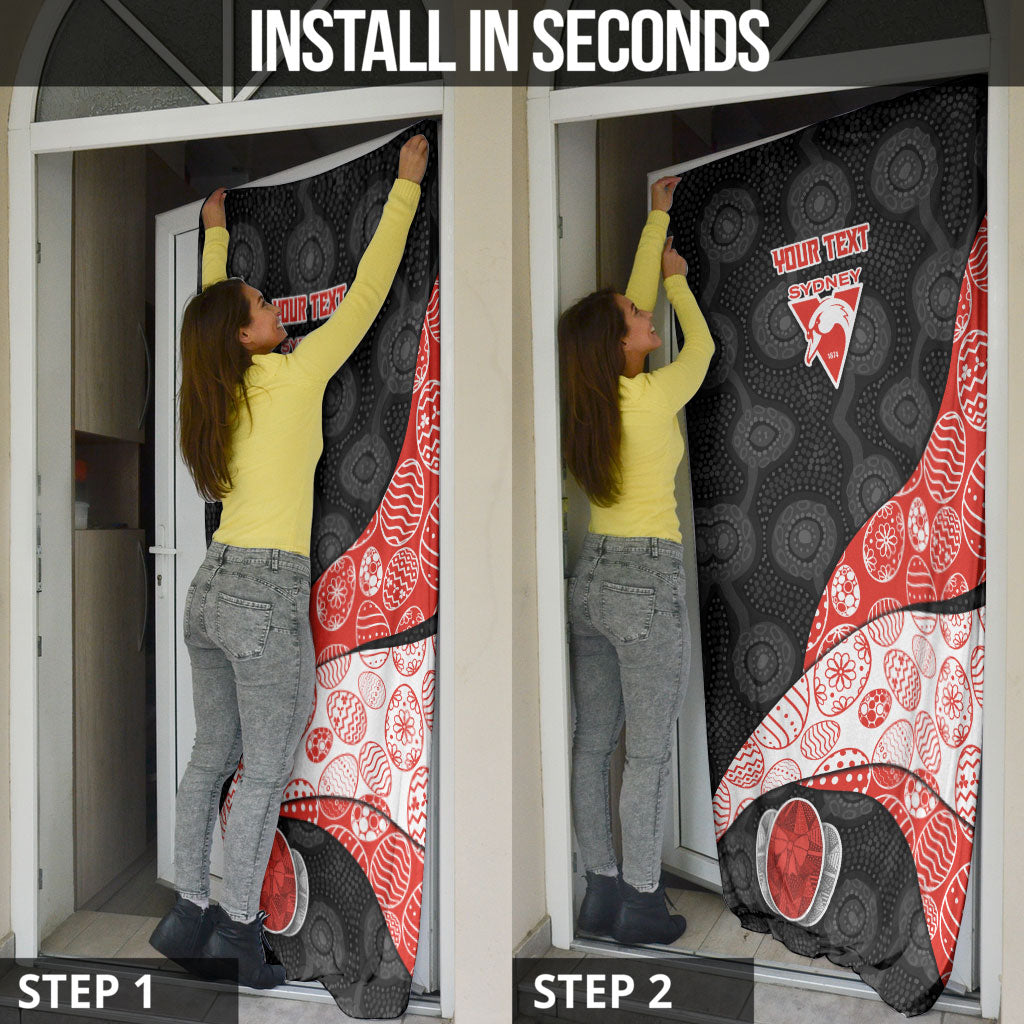 Personalized Sydney Football Door Cover Easter Egg Pattern Red White Tribal Dot Art Style