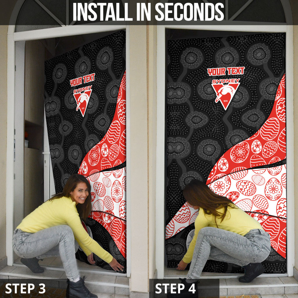 Personalized Sydney Football Door Cover Easter Egg Pattern Red White Tribal Dot Art Style