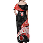 Personalized Sydney Football Family Matching Off Shoulder Maxi Dress and Hawaiian Shirt Easter Egg Pattern Red White Tribal Dot Art Style