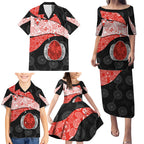 Personalized Sydney Football Family Matching Puletasi and Hawaiian Shirt Easter Egg Pattern Red White Tribal Dot Art Style