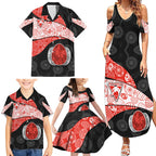 Personalized Sydney Football Family Matching Summer Maxi Dress and Hawaiian Shirt Easter Egg Pattern Red White Tribal Dot Art Style