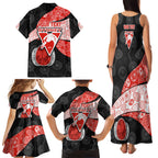 Personalized Sydney Football Family Matching Tank Maxi Dress and Hawaiian Shirt Easter Egg Pattern Red White Tribal Dot Art Style