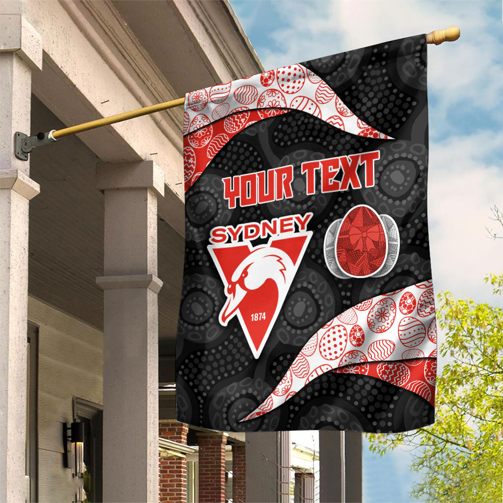 Personalized Sydney Football Garden Flag Easter Egg Pattern Red White Tribal Dot Art Style